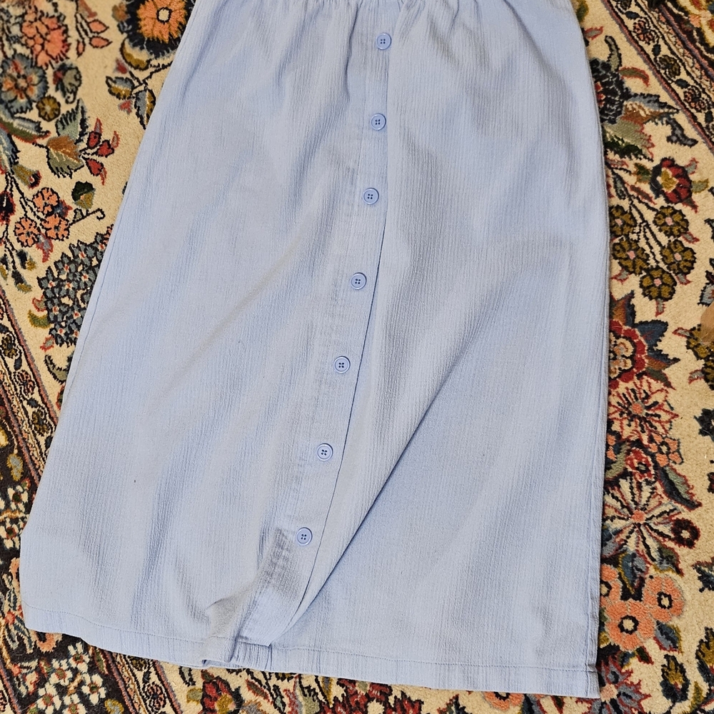 Blair Light Blue Button-Front Midi Skirt